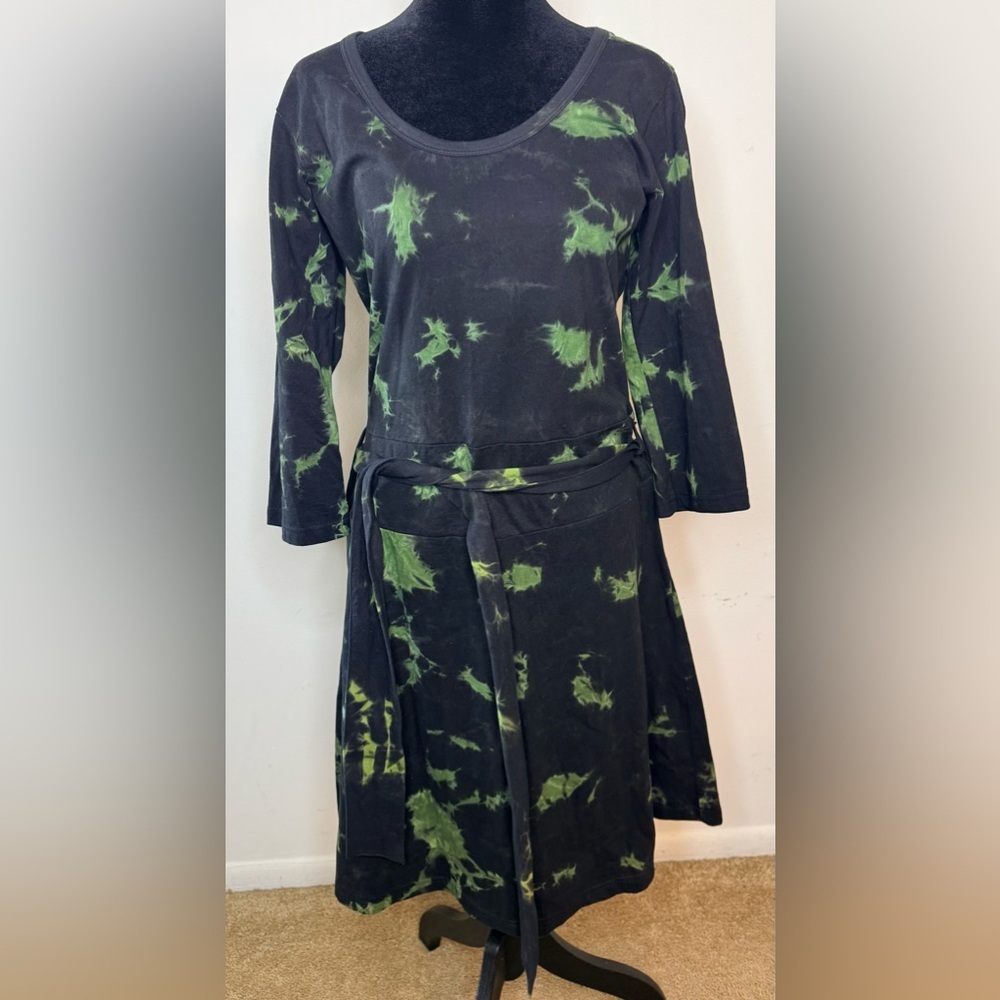 Avatar 100% Organic cotton tie dye black boho hippie festival shirt dress small